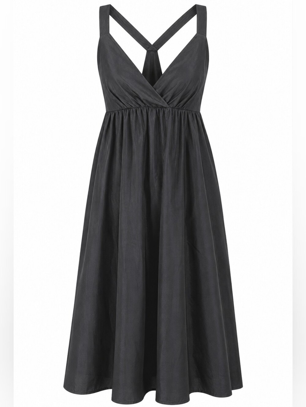 GAP | Black Baby Doll Silk Cotton Blend Empire Waist Sleeveless Midi Dress | 10